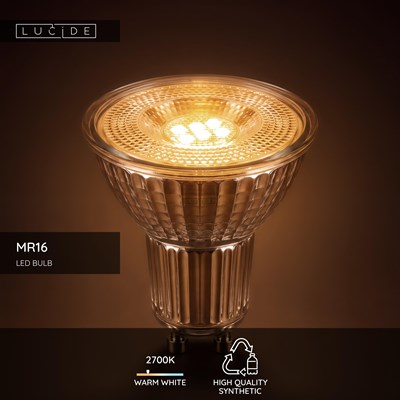 Lucide MR16 - Led bulb - Ø 5 cm - LED - GU10 (MR16) - 1x5W 2700K - Transparant